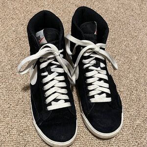 Nike Black and White Suede High-Top Sneakers